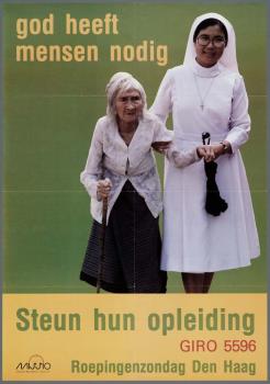 "God heeft mensen nodig. Steun hun opleiding. Roepingenzondag Den Haag"; Tekening
Tekening
