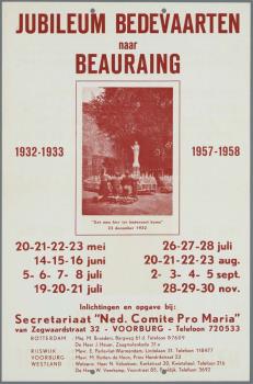 "Jubileum Bedevaarten naar Beauraing. 1932-1933. 1957-1958"; Tekening
Tekening