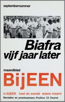 "BijEEN. In BijEEN heel de wereld iedere maand. Septembernummer. Biafra vijf jaar later"; Tekening
Tekening