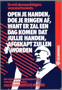 "Ik wil de machtigen waarschuwen: open je handen, doe je ringen af, want er zal een dag komen dat jullie handen afgekapt zullen worden"; Tekening
Tekening