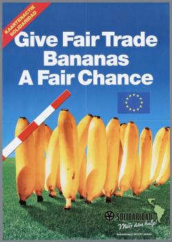 "Give Fair Trade Bananas A Fair Chance. Kaartenactie Solidaridad"; Tekening
 Tekening