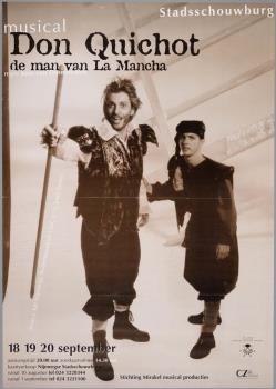 "Musical Don Quichot. Stadsschouwburg. 18 19 20 september"; Tekening
 Tekening