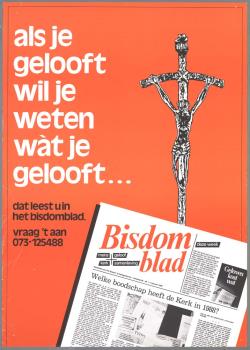 "Als je gelooft wil je weten wat je gelooft... Dit leest u in het bisdomblad"; Tekening
Tekening