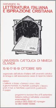 "Letteratura Italiana e ispirazione Cristiana. Universita cattolica di Nimega Olanda. 15.16.17.18.19 Ottobre 1979"; Tekening
Tekening