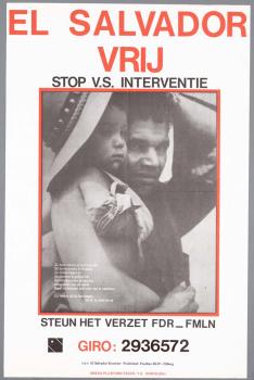 "El Salvador vrij. Stop V.S. interventie. Steun het verzet FDR-FMLN"; Tekening
Tekening