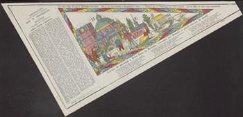 Bedevaartvaantje voor de bedevaart naar Scherpenheuvel. Ook de achterzijde is zeer fraai bedrukt, zie 4e349; Tekening
Tekening