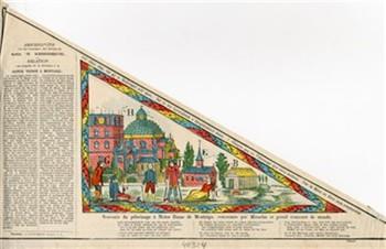 Bedevaartvaantje voor de bedevaart naar Scherpenheuvel. Ook de voorzijde is zeer fraai bedrukt, zie 4e324; Tekening
Tekening