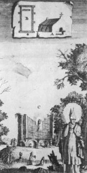 Kapel van O.L. Vrouw ter Nood (bouwval van 1573 tot 1637), schildering (gravure); Foto Foto