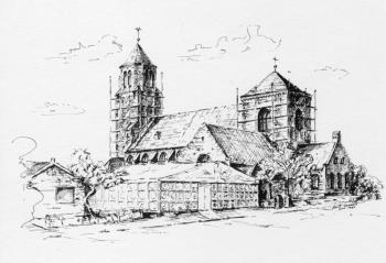 "Ter herinnering aan de plechtige her-ingebruikname van onze Parochiekerk" (na de aardbeving); Foto Foto