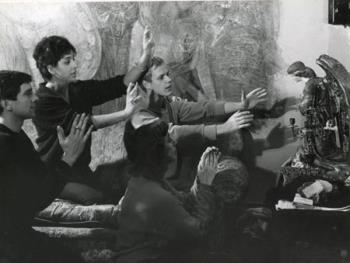 Ramses Shaffy, Shireen Strooker, Joop Admiraal en een onbekende vrouw; Foto Foto