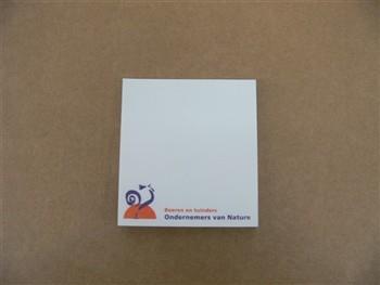 Vierkant notitieblok houdende een afbeelding van een kraaiende haan, met tekst: 'Boeren en tuinders Ondernemers van Nature'; Notitieblok Notitieblok