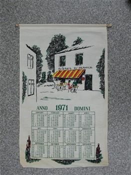 Kalender houdende een afbeelding van een café, met tekst: 'Bières d'Alsace Anno Domini 1971'; Kalender Kalender