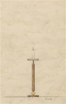 Ontwerptekening voor een kandelaar, '50 cm hoog'; Tekening Tekening