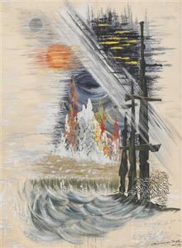 Voorstelling van de schepping van de wateren en het leven in de vorm van zaadcellen; Tekening Tekening